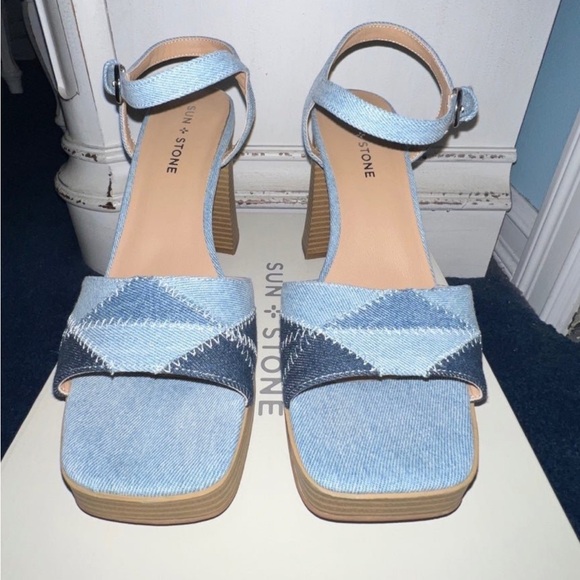 Sun & Stone color block denim sandals 8.5 - Picture 10 of 12